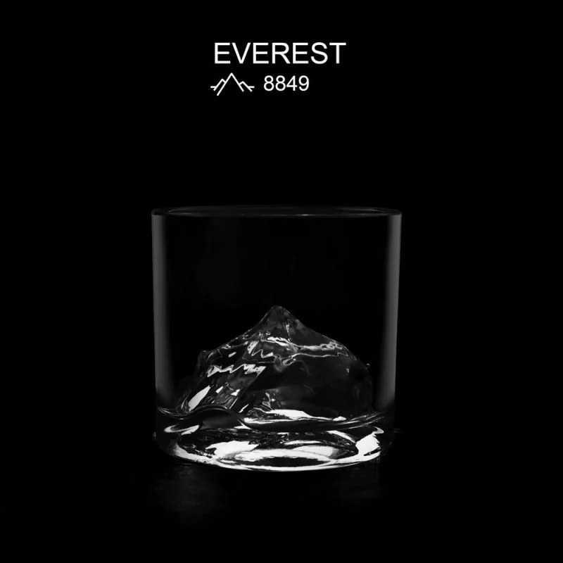 Set pahare pentru whisky LIITON 1006964 Everest, 270 ml, 2 buc, Fund 3D Muntele Everest, Transparent