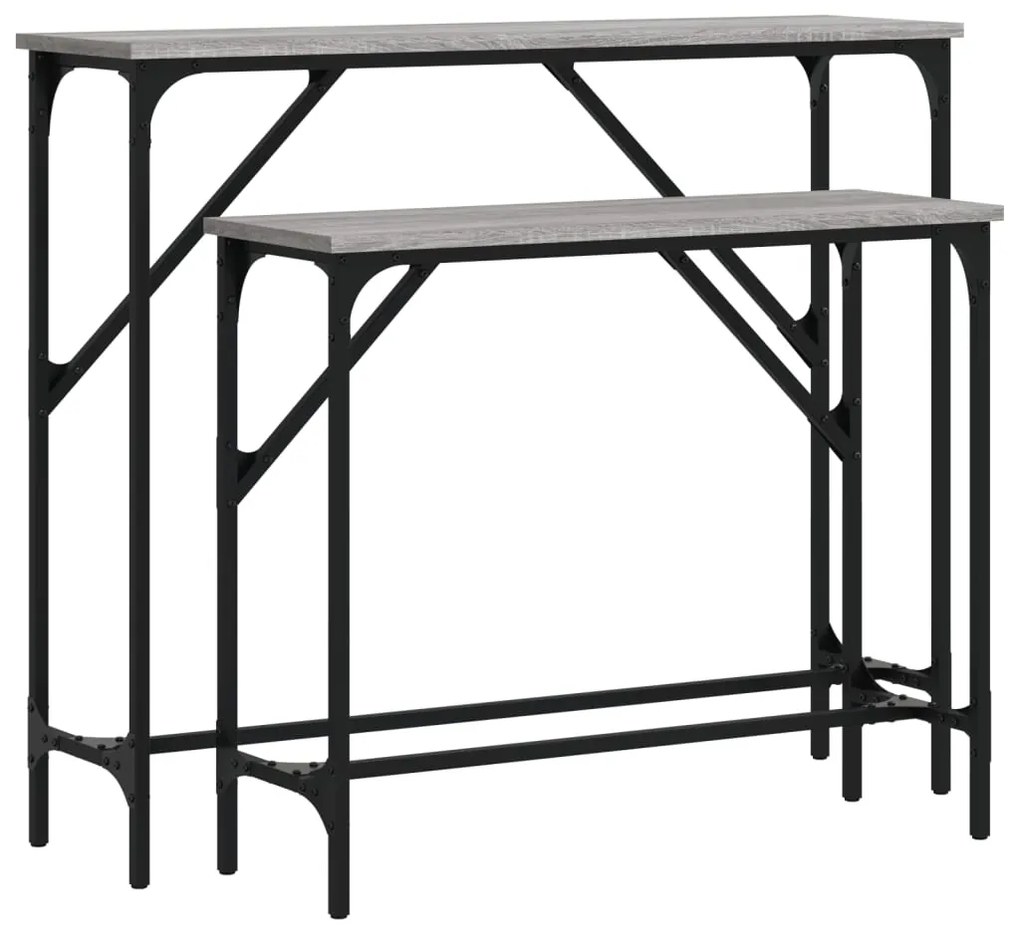 vidaXL Măsuțe console, 2 buc., gri sonoma, lemn compozit