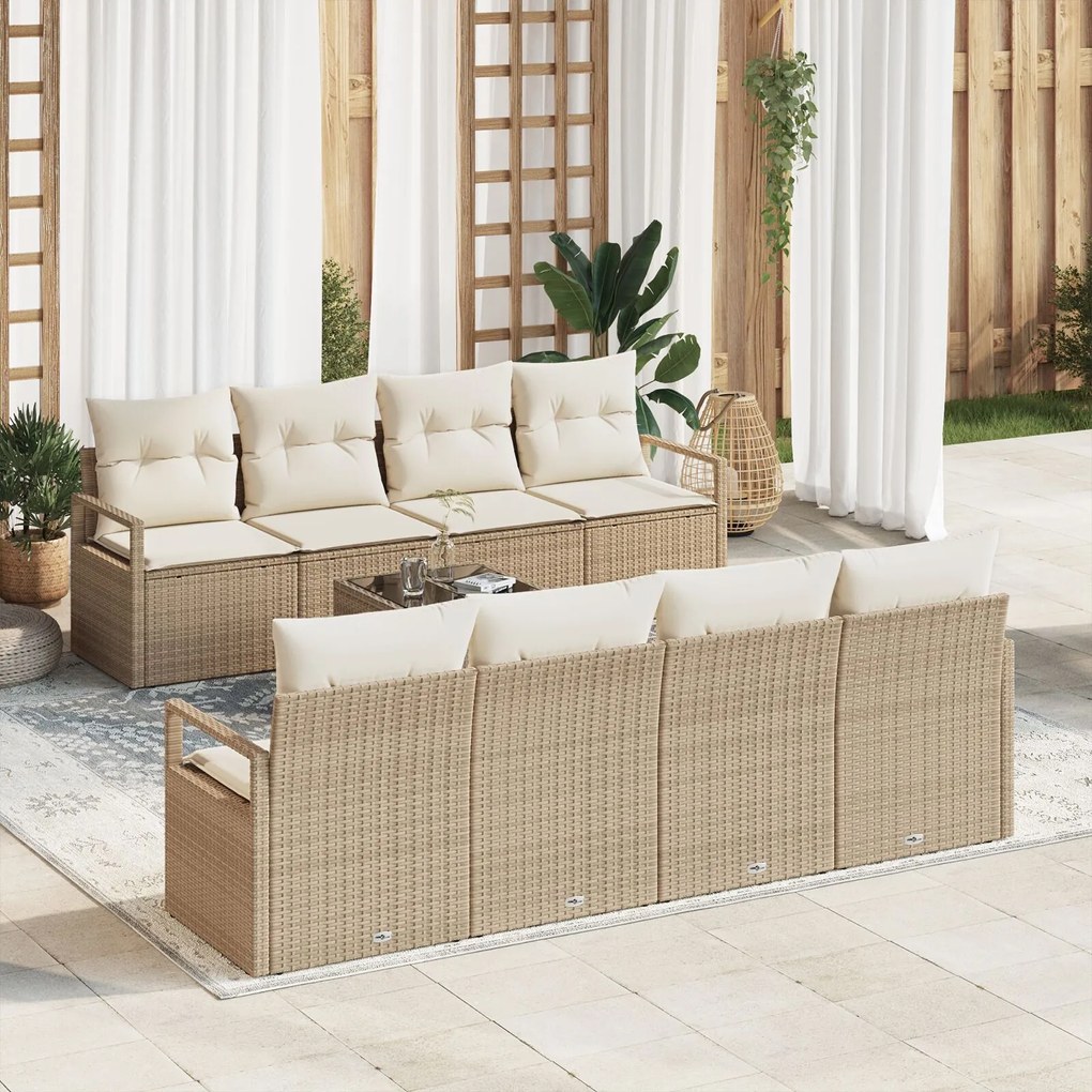 vidaXL Set de canapele pentru grădină 7 pcs Bej și crem