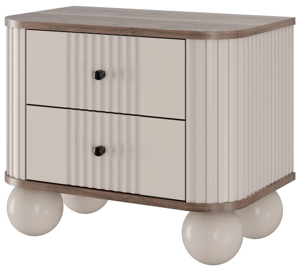 Set noptiere Vesper 56 cm - cașmir / nuc / mânere negre / picioare sferice