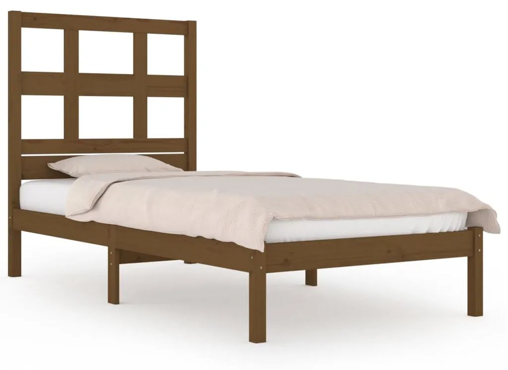 3104441 vidaXL Cadru de pat mic single, maro miere, 75x190 cm, lemn masiv