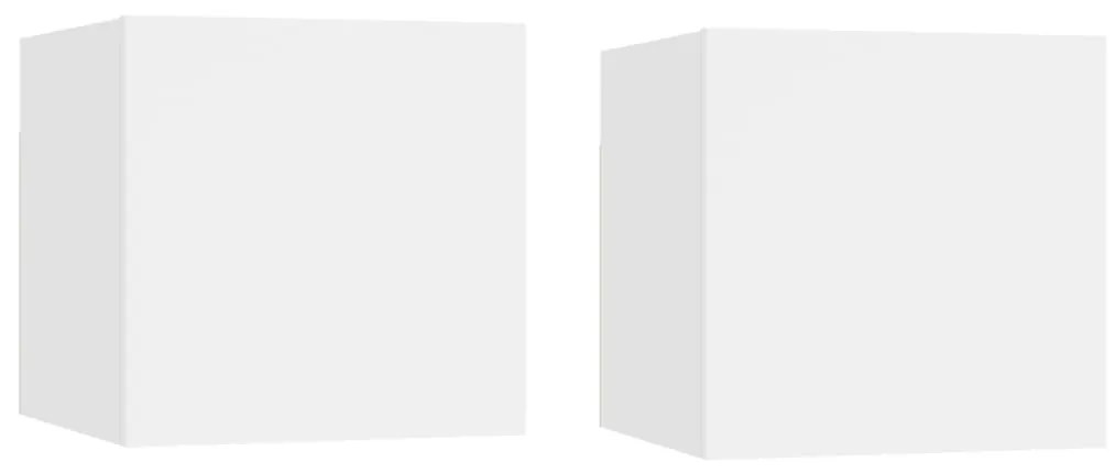 vidaXL Noptiere, 2 buc., alb, 30,5x30x30 cm, lemn prelucrat