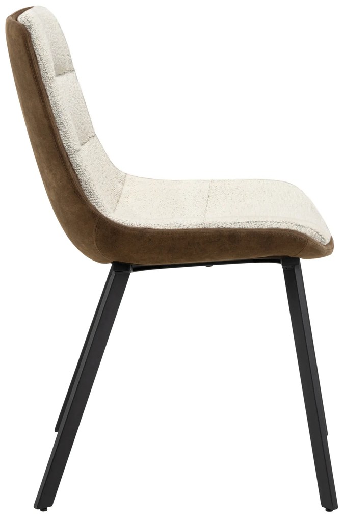 MAZZONI EXPORT IDA Crem și Maro (material Monza 90/Preston 22) - SCAUN TAPIȚAT BOUCLÉ MODERN PENTRU SALON/SUFRAGERIE LOFT