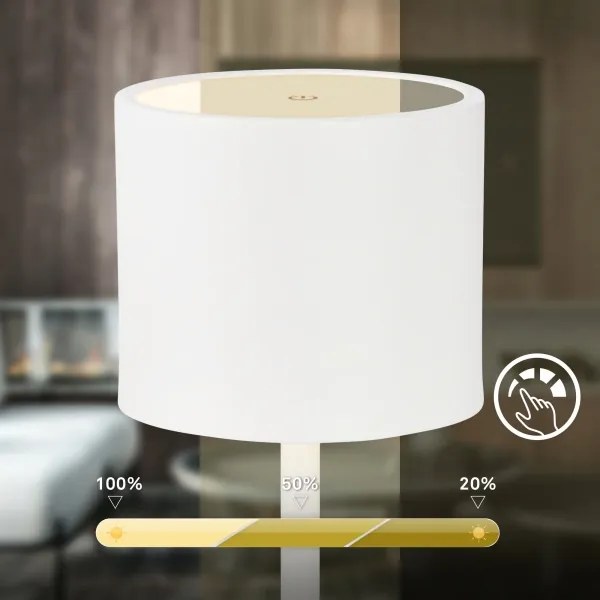 Briloner 7521016 - Lampă de birou LED SIGO cu dimmer, 2,5 W / 5 V, IP44, 2600 mAh, albă