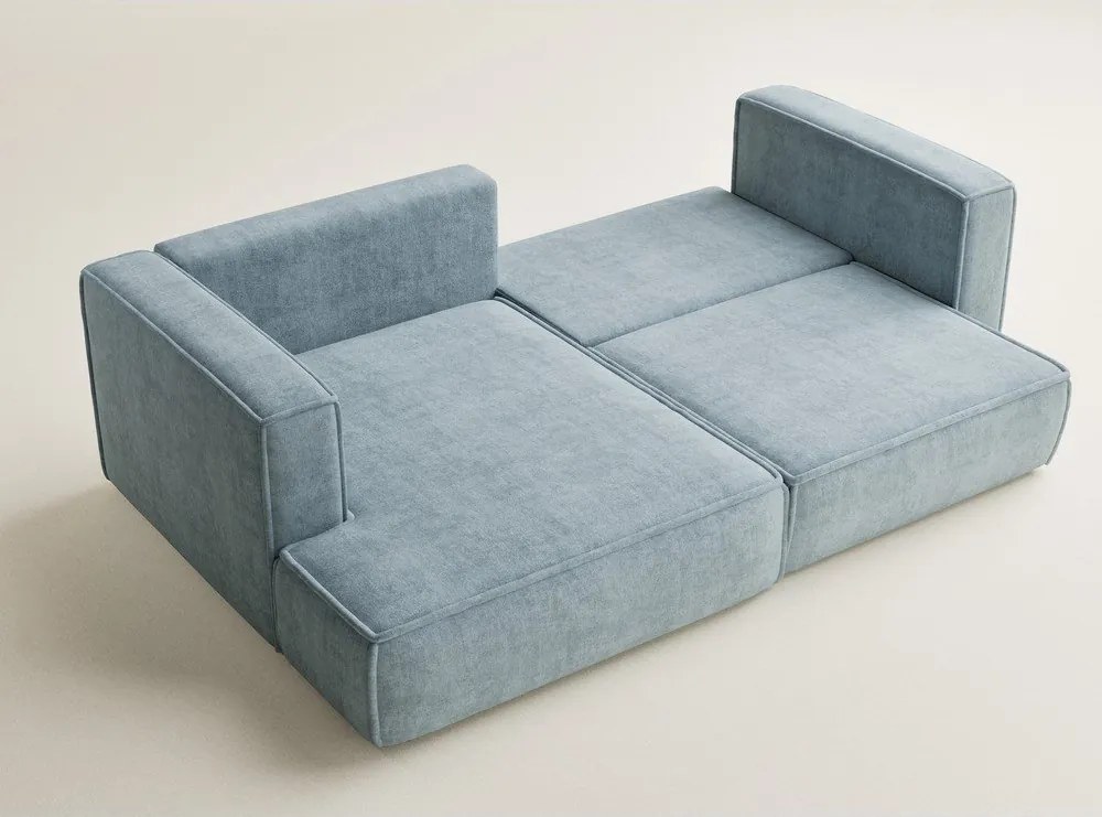 Colțar albastru deschis extensibil/cu spațiu de depozitare cu tapițerie din chenille (cu colț pe partea stângă/cu șezlong) Velto – Maison de Rêve