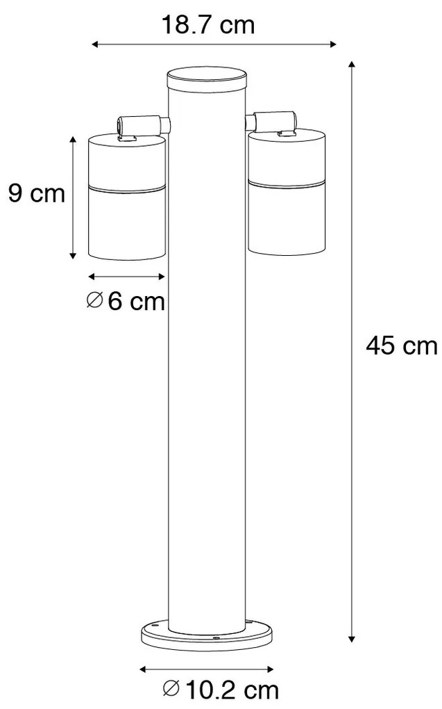 Lampă de exterior neagră cu țăruș de sol și presetupe 45cm 2 lumini IP44 - Duo