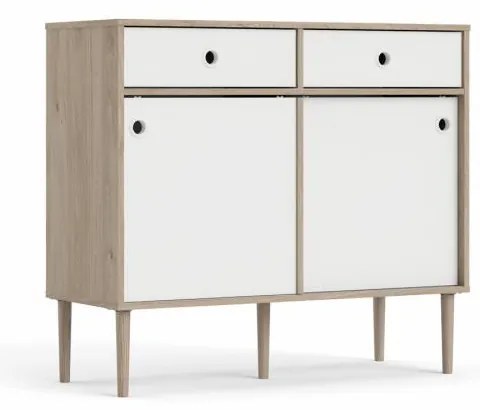 Tvilum Bufet cu 2 sertare in decor de stejar Culoare alb, ELISEO