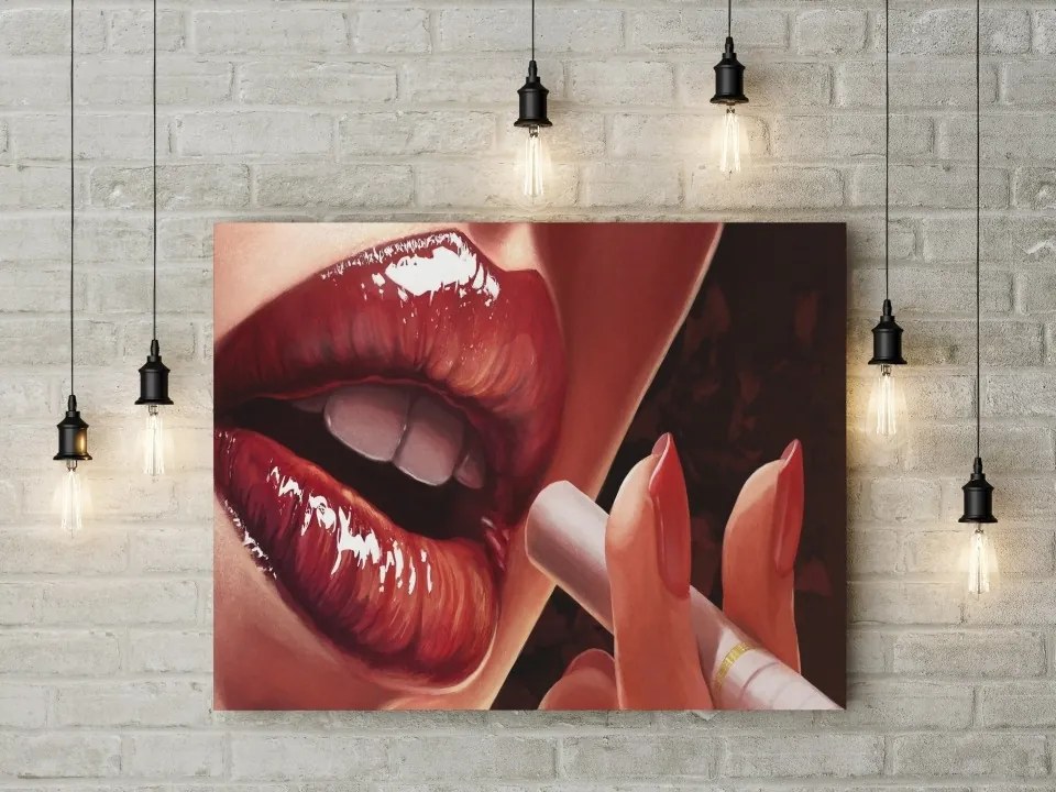 Tablou canvas Smoking Lips 120x80 cm