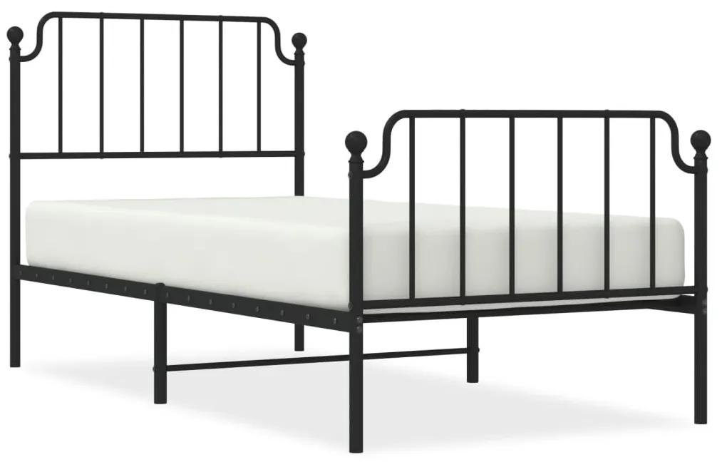 373897 vidaXL Cadru pat metalic cu tăblii de cap/picioare  negru, 90x190 cm