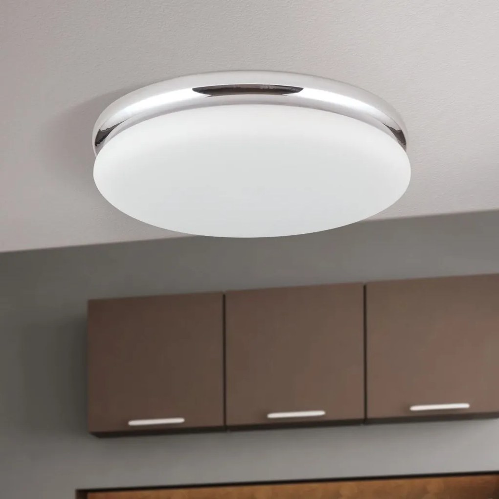 Plafoniera LED design circular JAMES D-32cm crom/opal