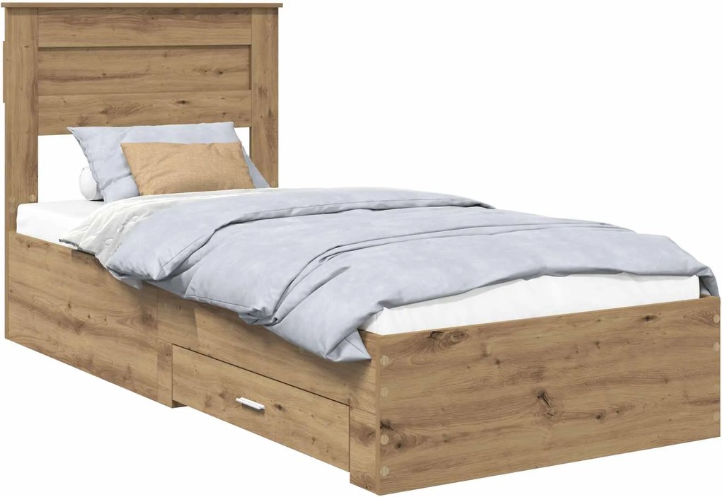 vidaXL Cadru de pat Stejar Artizanal 100 x 200 cm Lemn compozit