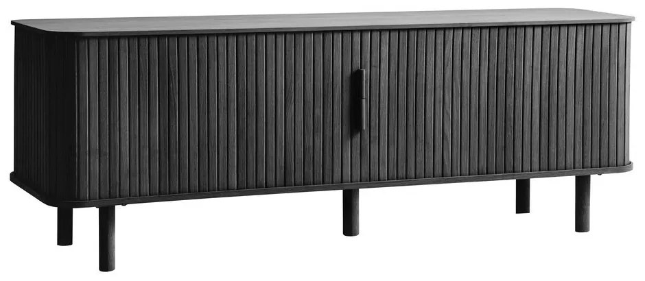 Masă TV neagră cu aspect de lemn de stejar 160x56 cm Cavo – Unique Furniture
