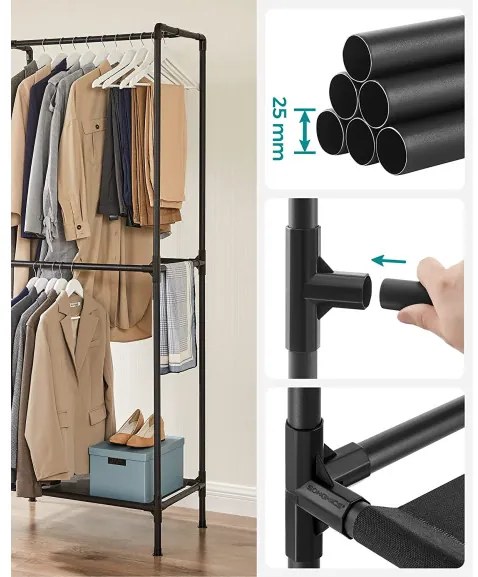 Suport Cu 3 Sine Pentru Haine, Negru, 95 Cm