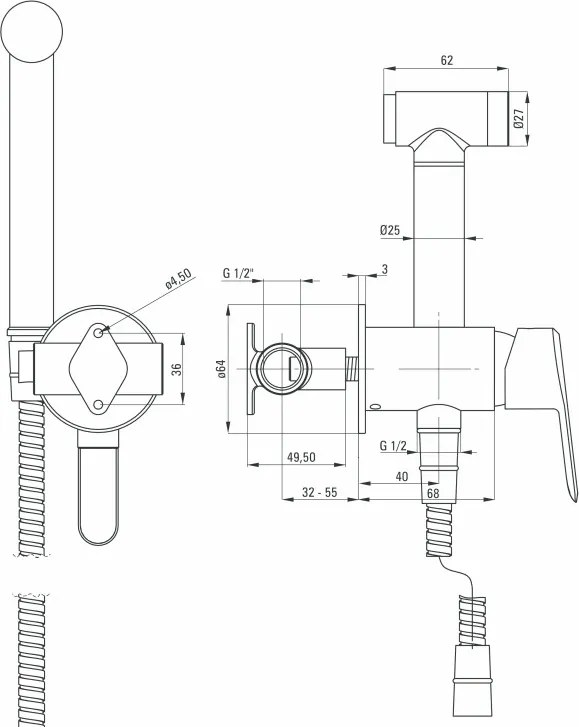 Arnika Titanium baterie de bideu cu montaj incastrat finisaj titanium BQAD34M