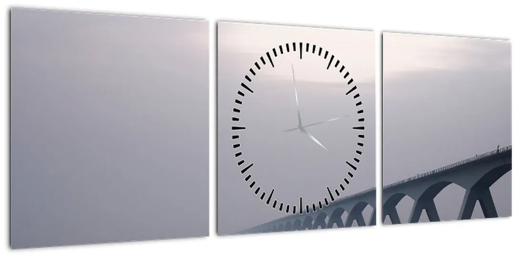 Tablou - Podul în ceață (cu ceas) (90x30 cm)
