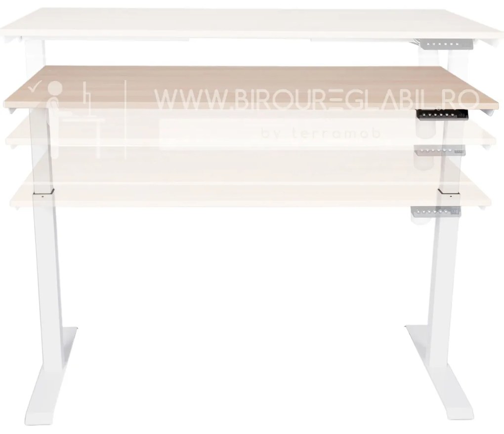 Birou reglabil electric TerrA3 s WHITE - profil pătrat, cadrul alb (Dimensiune blat: 120x60 cm, Culoare blat: Alb 25mm)