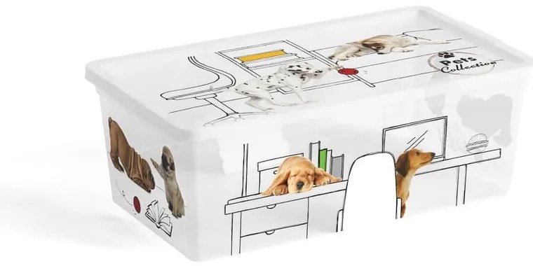 Cutie de depozitare albă din plastic cu capac 34x19x12 cm C Box Style – KIS