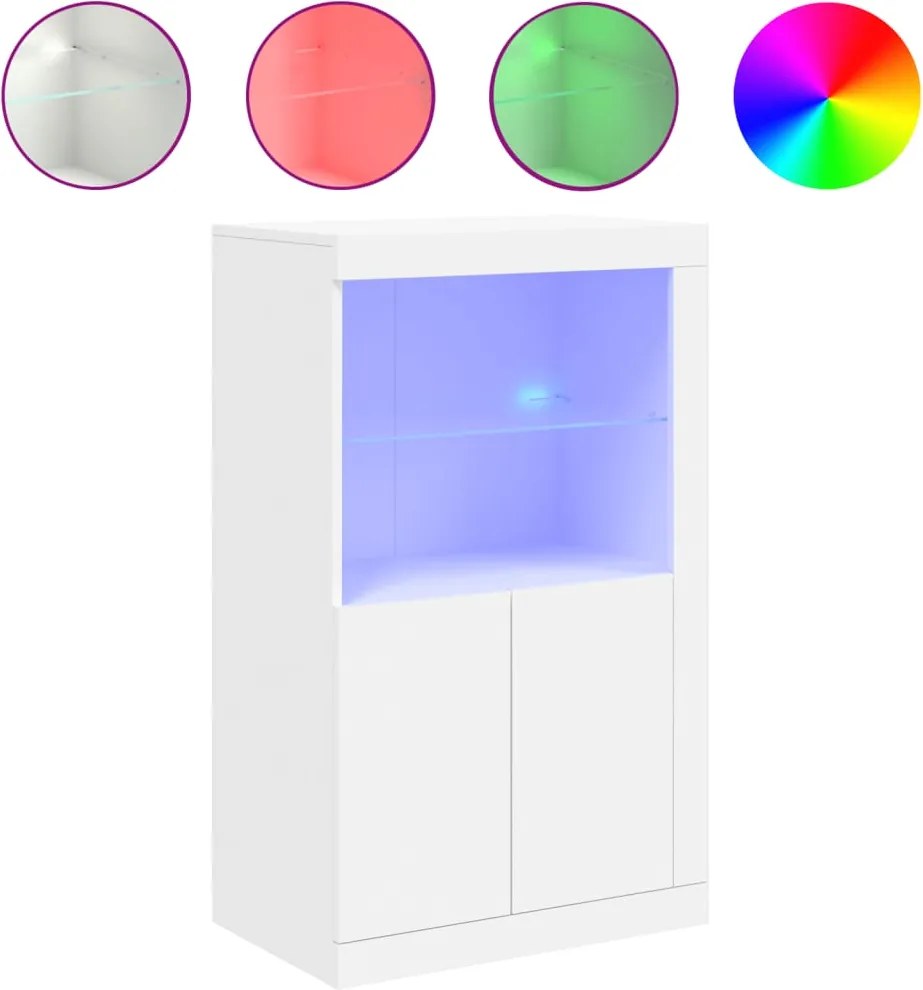 vidaXL Dulap lateral cu lumini LED, alb, lemn prelucrat
