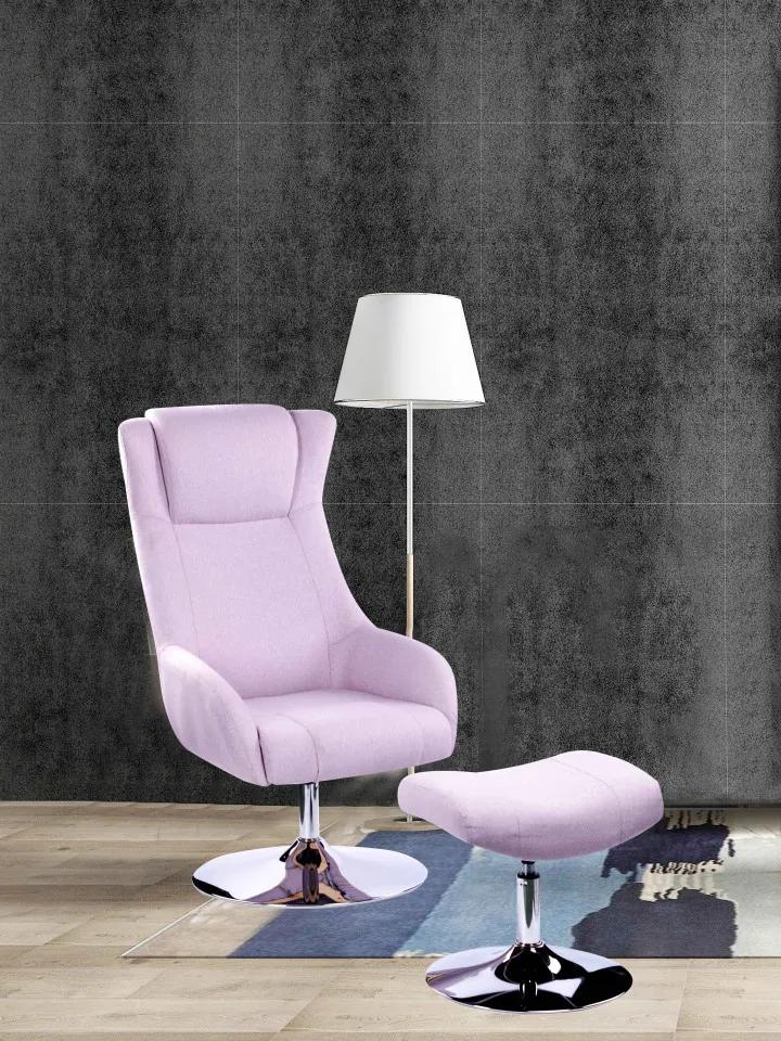 Set fotoliu cu taburet tapițat Sit&amp;Chairs roz