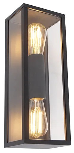 Aplică industrială neagră 38 cm cu 2 lumini IP44 - Charlois