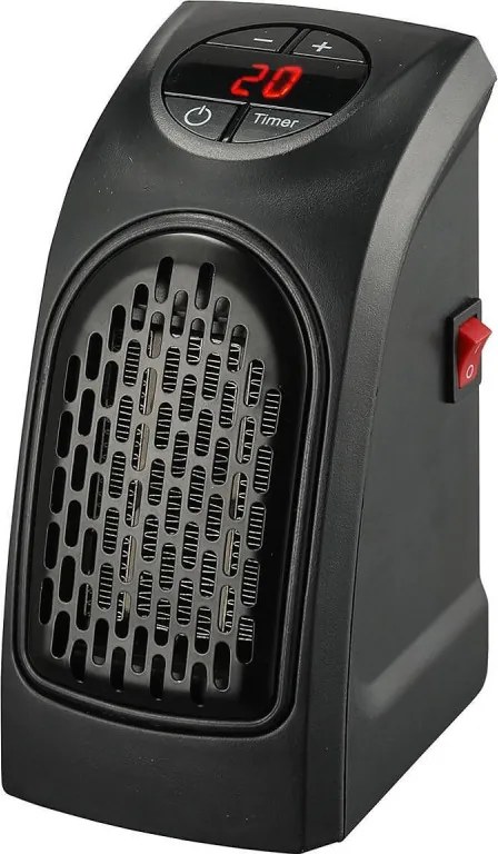 Încălzitor cu ventilator ELITE EFH-0490, 400 W, 8 m², element ceramic PTC cu autoreglare, funcție de ventilare, temporizator, LED, negru