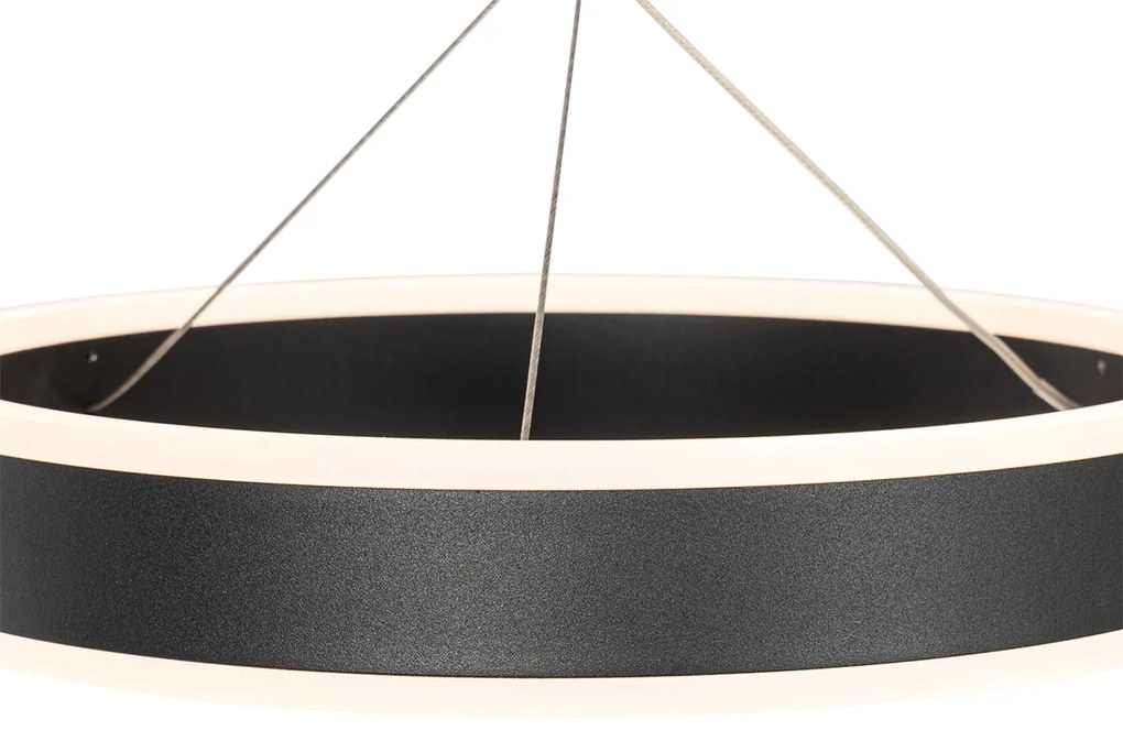 Lampă suspendată neagră rotundă cu LED cu dimmer în 3 trepte cu 3 lumini - Lyani