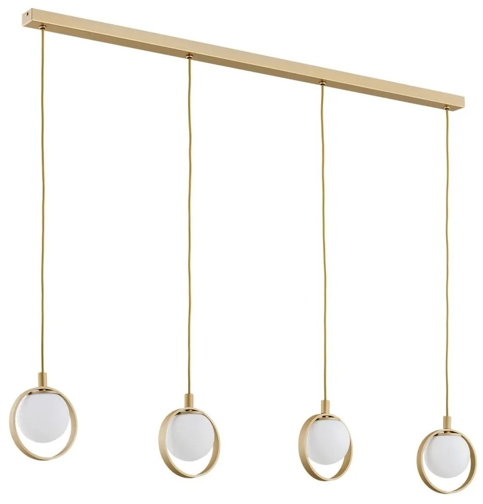 Lustra cu 4 pendule design modern Saturnia auriu