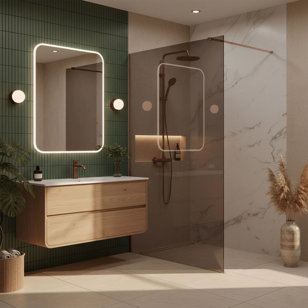 Paravan de dus Rea Flexi Brown / Brush Copper 100