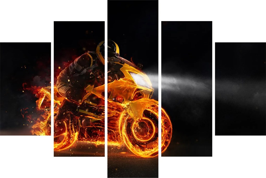 Tablou - Motociclist cu flăcări (150x105 cm)