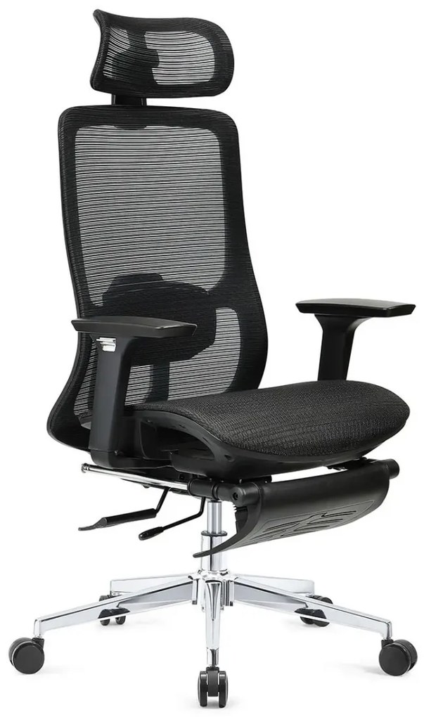 ROCKY-V5 Scaun ergonomic, Full Mesh, Sezut Translatie, suport picioare, Negru