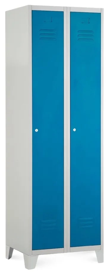 Dulap metalic, 60 x 50 x 190 cm, picioare fixe, încuietoare cilindrică, albastru - ral 5012