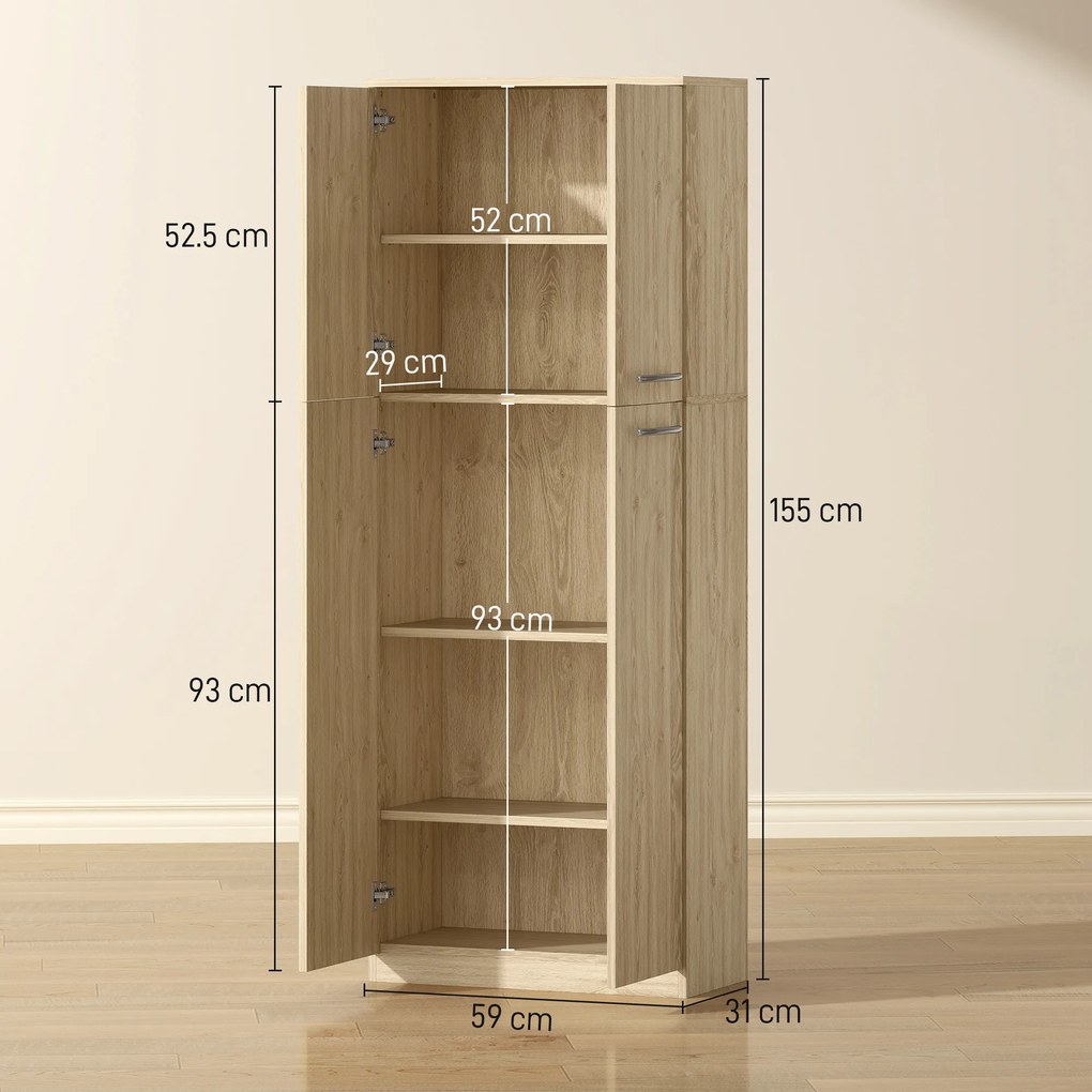 HOMCOM Mobilier de Depozitare cu 2 Dulapuri și Rafturi Reglabile din Lemn Stejar | Aosom Romania