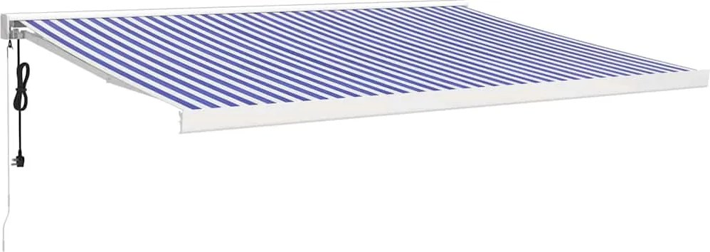 vidaXL Copertină retractabilă albastru/alb, 4x3 m, textil/aluminiu