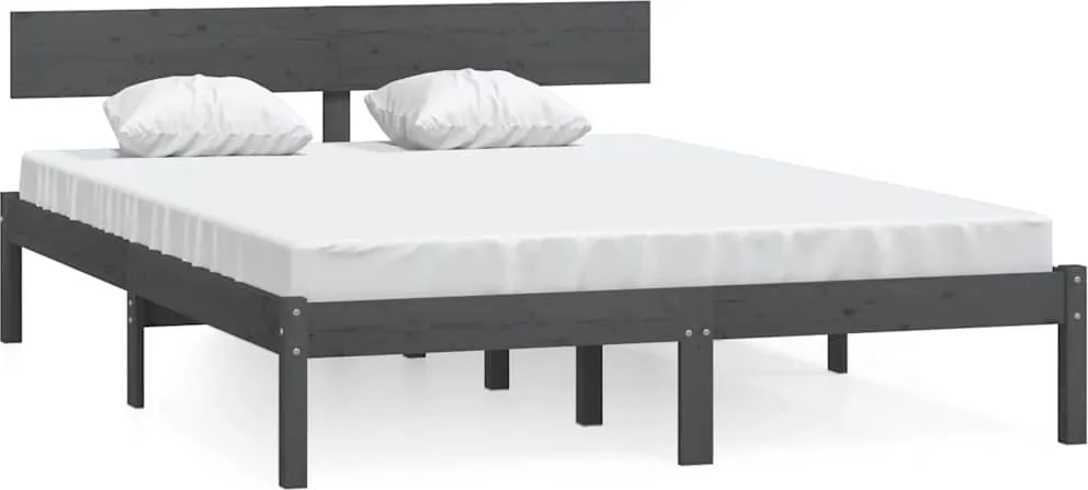vidaXL Cadru de pat, gri, 140x200 cm, lemn masiv de pin