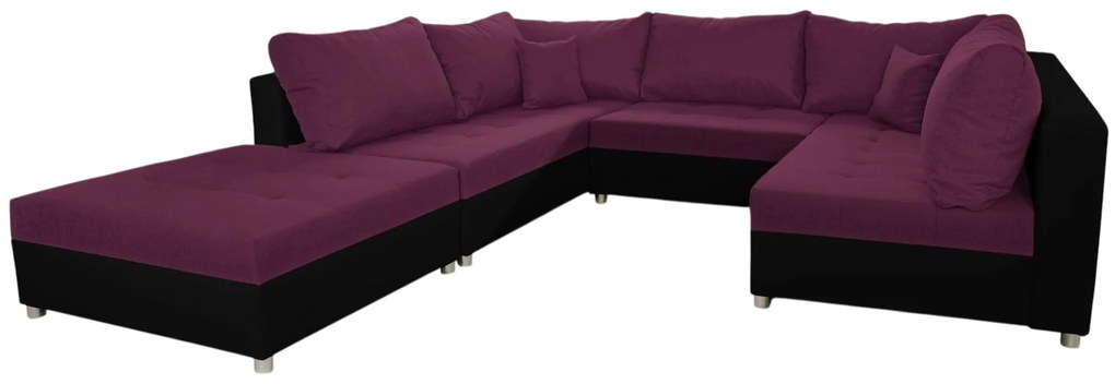 Colțar U Deron (cu taburete) (D) (Violet + negru). 1013663