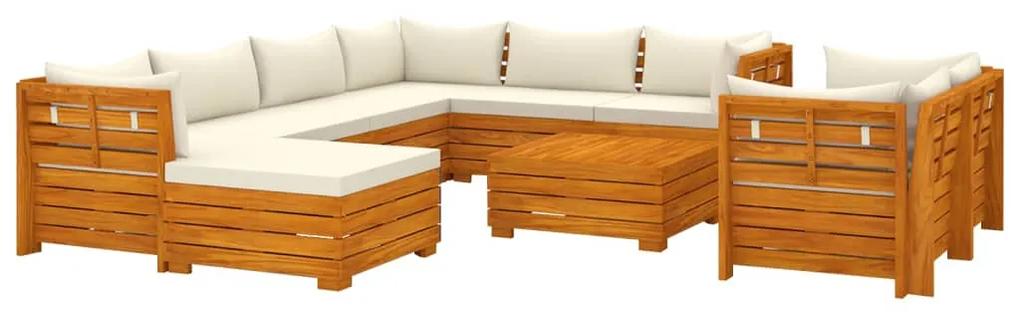 3087294 vidaXL Set mobilier grădină cu perne, 10 piese, lemn masiv de acacia