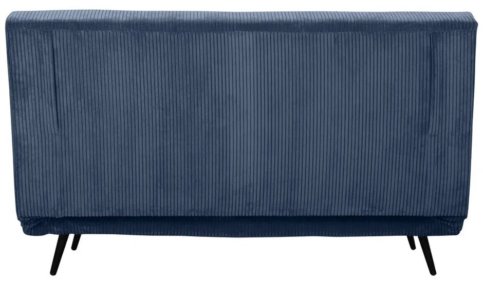 Canapea albastră extensibilă cu tapițerie din catifea reiată 140 cm Mallory – Støraa