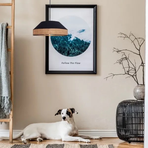 Lustră pe cablu MANISO 1xE27/60W/230V d. 45 cm negru/bej