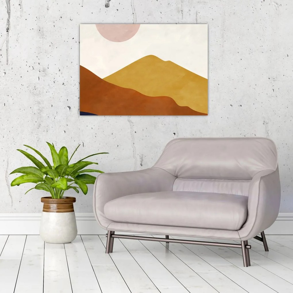 Tablou pe sticlă - Acuarelă munți N⁰1 (70x50 cm)