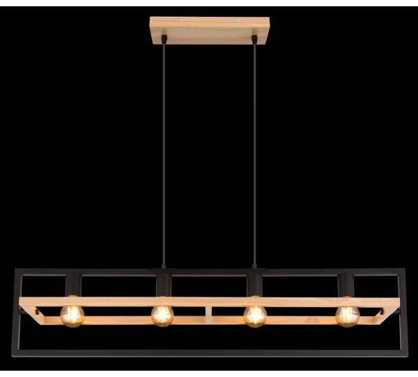 Globo ERICA 15575-4H - lustră pe cablu, 4xE27/40W/230V, negru/bej