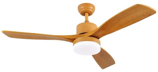 ZEVENTI - Ventilator de tavan MARE LED, 24W/230V, Wi‑Fi Tuya, finisaj stejar + telecomandă