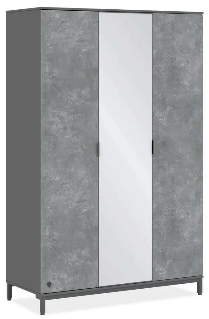 Dulap cu 3 usi pentru adolescenti, 137x214x59 cm, colectia Space Gray