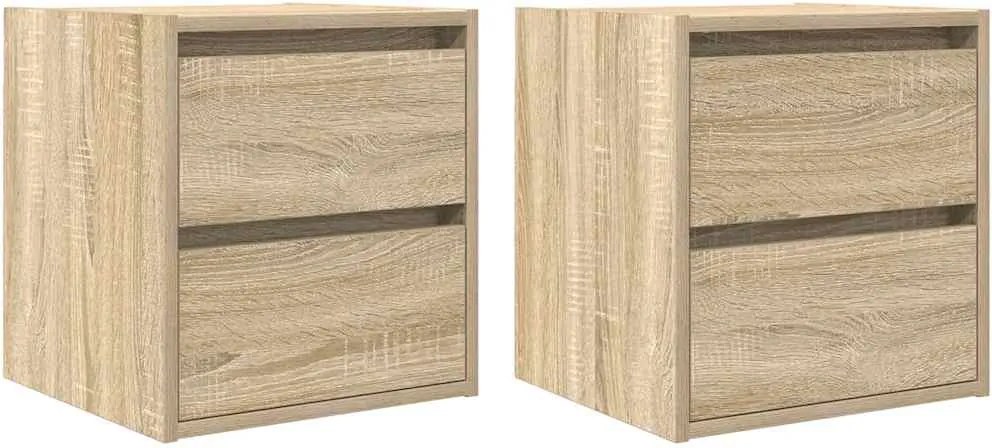 vidaXL Noptiere montate pe perete 2 buc Stejar Sonoma 38x34x40 cm