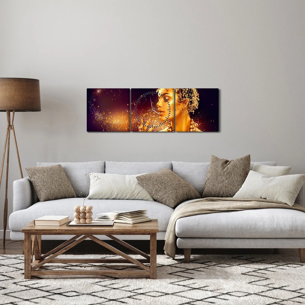 Tablou - Regina de aur (cu ceas) (90x30 cm)
