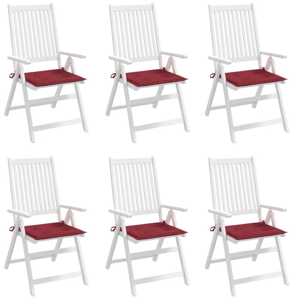 Perne scaun de gradina, 6 buc., rosu vin, 50x50x3 cm, textil 6, Bordo, 50 x 50 x 3 cm