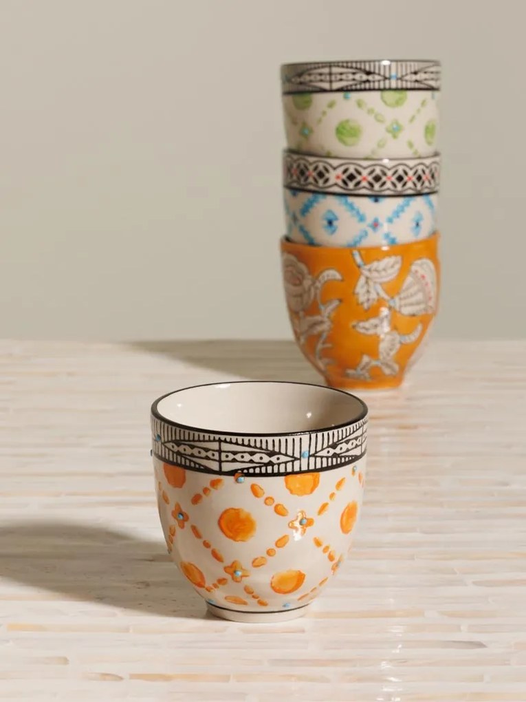Set 4 cesti de cafea, din ceramica, Rhapsody