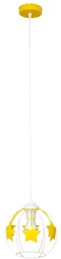Lustră pe cablu pentru copii STARS 1xE27/15W/230V galben/alb