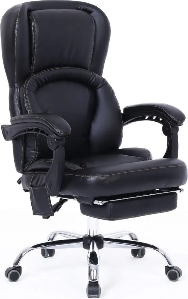 RESIGILAT- Scaun directorial cu Masaj si Incalzire, 8 puncte de masaj, Piele ecologica, Negru