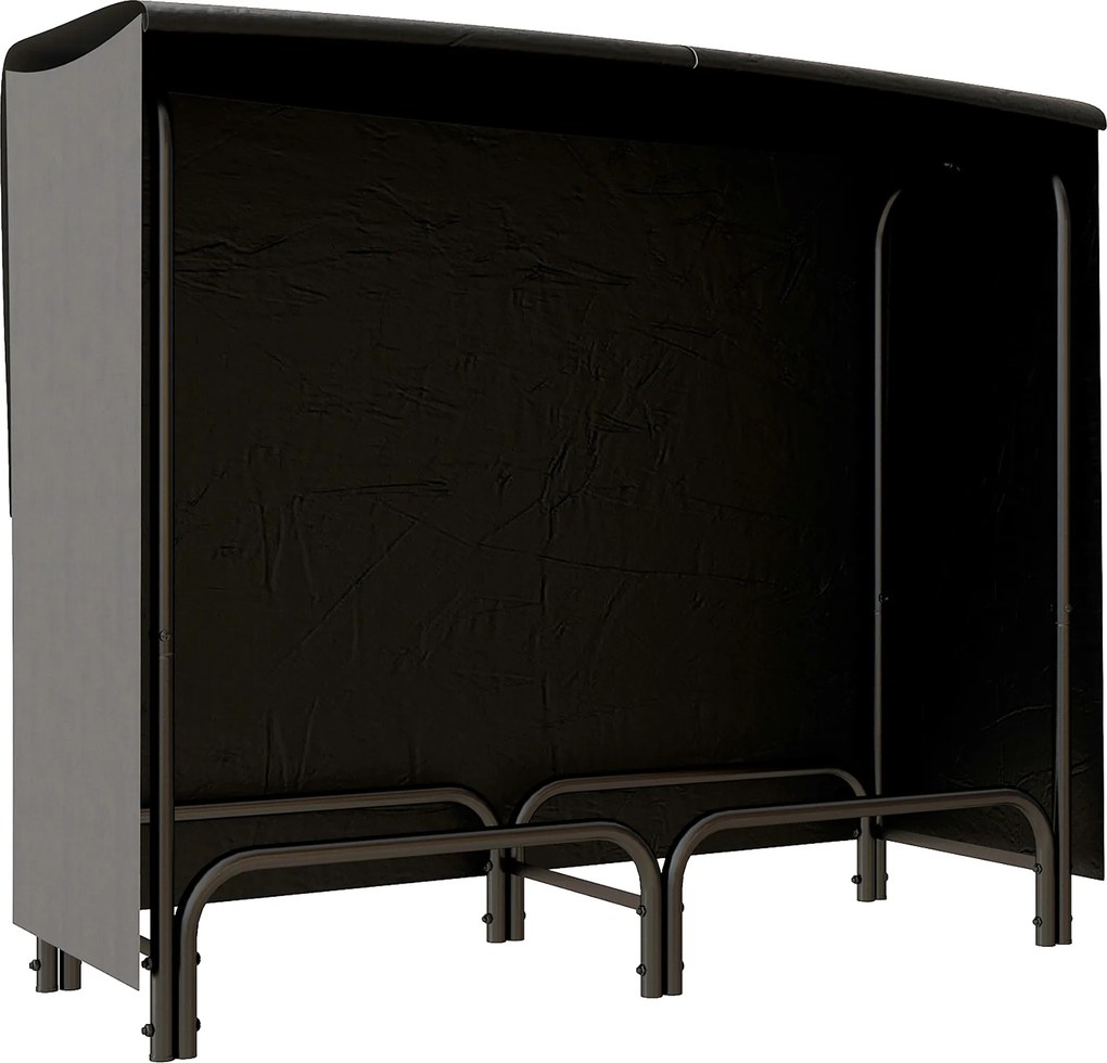 Outsunny Suport pentru Lemne din Metal cu Rastel Reglabil, Geantă de Pânză și Husă Impermeabilă, 120x36x99 cm, Negru | Aosom Romania