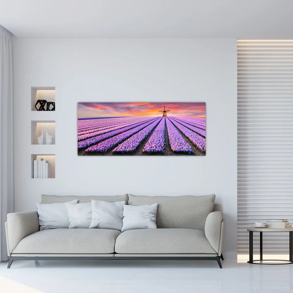 Tablou - ferma cu flori (120x50 cm)